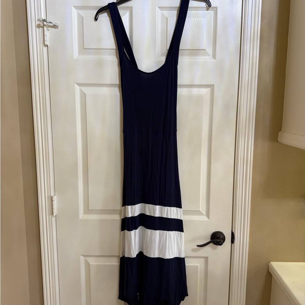 Navy and White Striped Maxi Dress